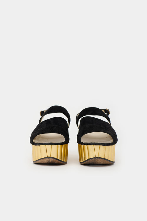 Ferragamo Suede Mae 1930s Sandal