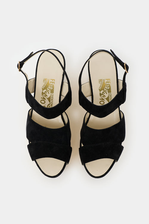 Ferragamo Suede Mae 1930s Sandal