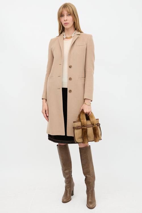 Ferragamo Suede & Fur Top Handle Bag