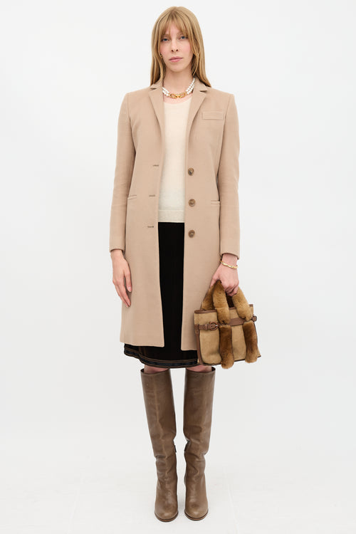 Ferragamo Suede & Fur Top Handle Bag