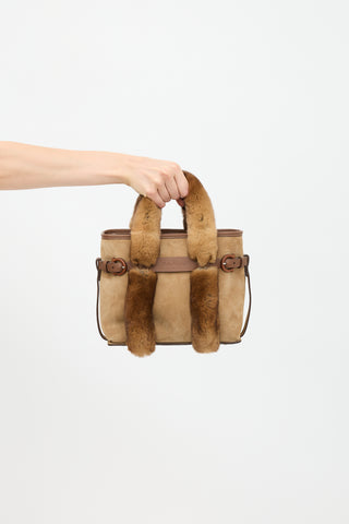 Ferragamo Suede & Fur Top Handle Bag