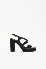 Ferragamo Suede Block Heel Sandal