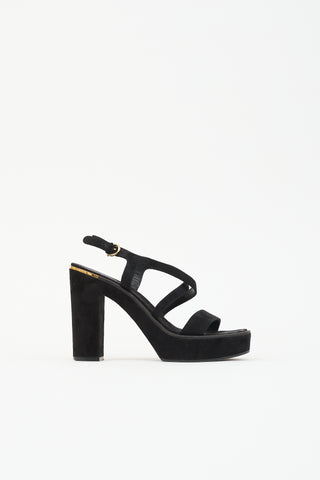 Ferragamo Suede Block Heel Sandal