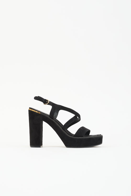 Ferragamo Suede Block Heel Sandal