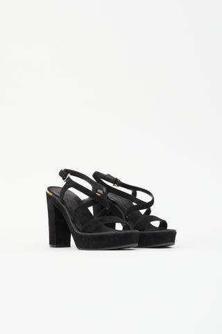 Ferragamo Suede Block Heel Sandal