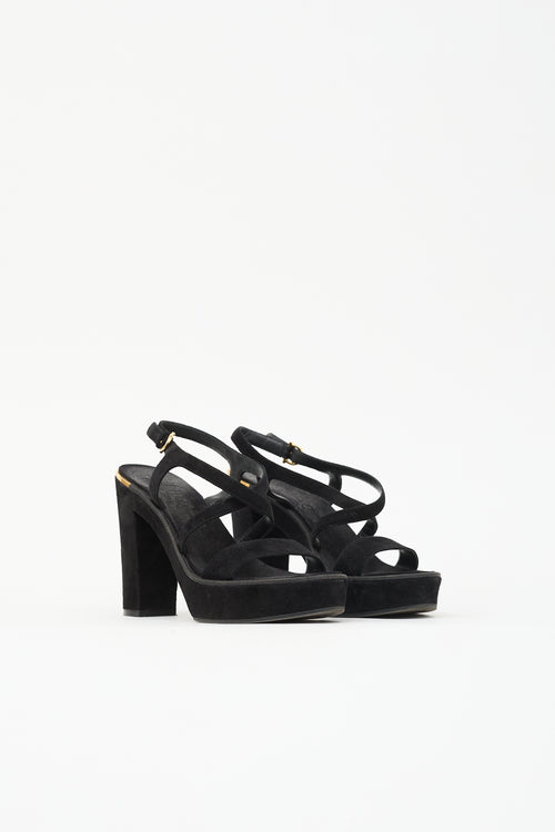 Ferragamo Suede Block Heel Sandal