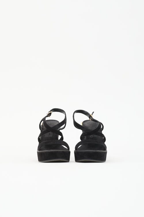 Ferragamo Suede Block Heel Sandal