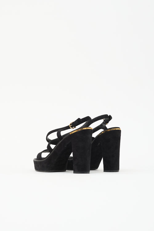 Ferragamo Suede Block Heel Sandal