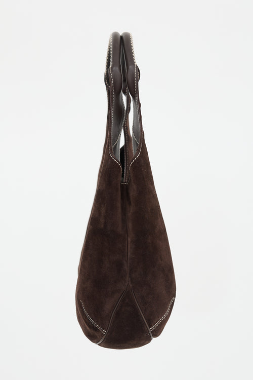 Ferragamo Suede Stitched Tote Bag