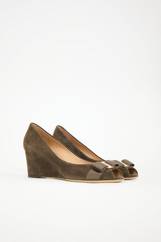 Ferragamo Suede Vara Wedge Heel