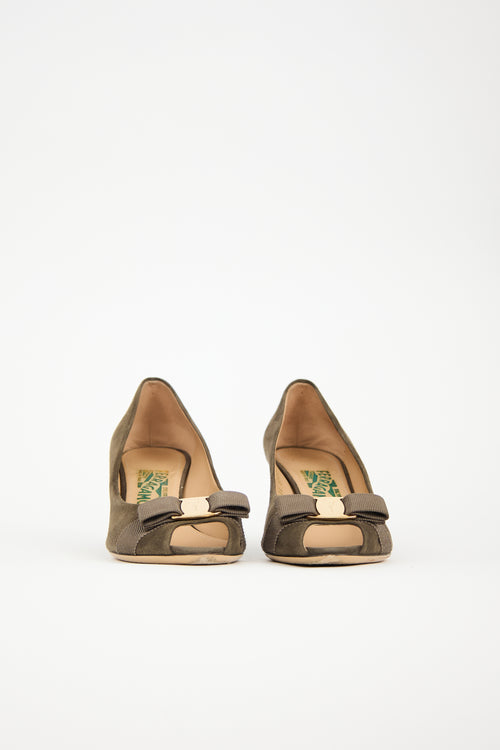 Ferragamo Suede Vara Wedge Heel