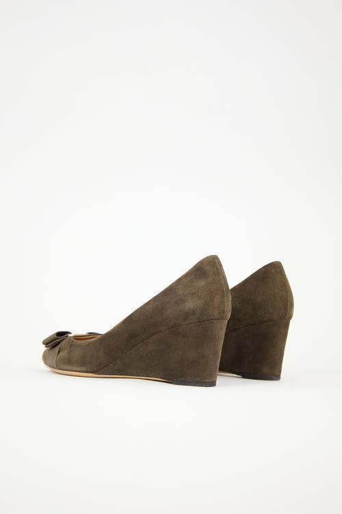 Ferragamo Suede Vara Wedge Heel