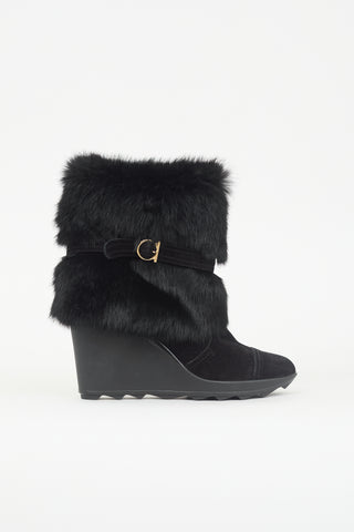 Ferragamo Suede & Fur Nuccio Boot