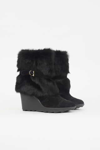Ferragamo Suede & Fur Nuccio Boot