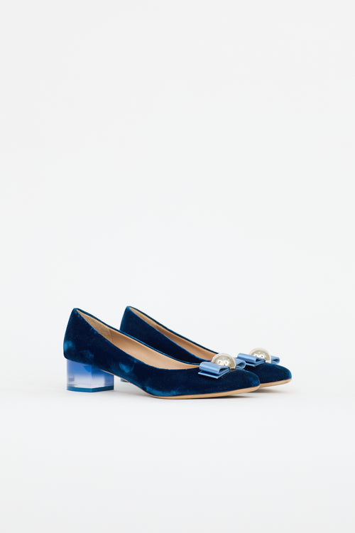 Ferragamo Velvet Fiammetta Bow Pump