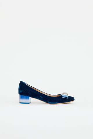 Ferragamo Velvet Fiammetta Bow Pump