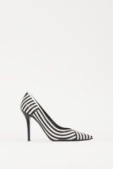 Ferragamo White & Black Striped Susi Heel