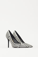 Ferragamo White & Black Striped Susi Heel
