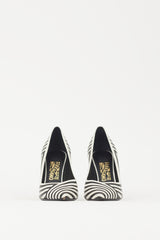Ferragamo White & Black Striped Susi Heel