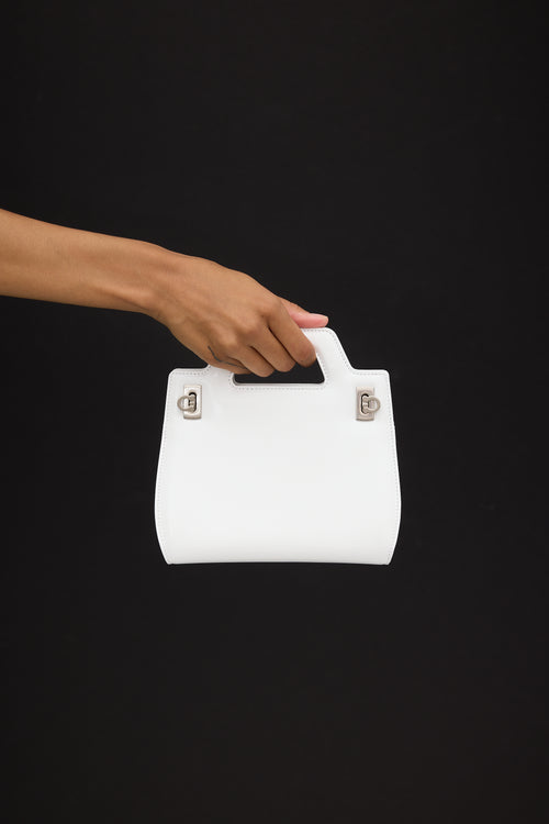 Ferragamo White Patent Leather Wanda Bag