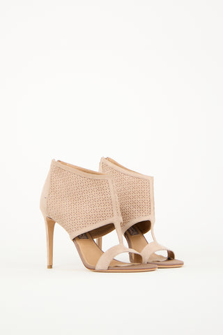 Ferragamo Beige Suede Cutout Pacela C Heel