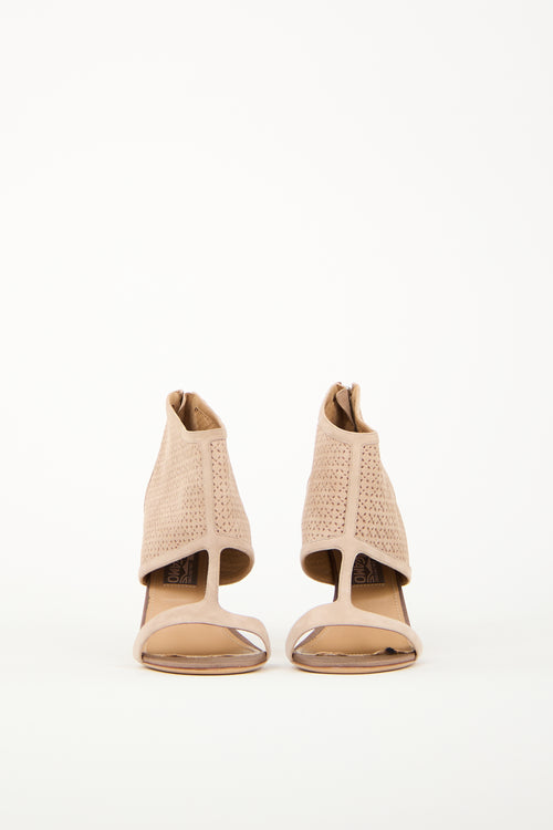 Ferragamo Beige Suede Cutout Pacela C Heel