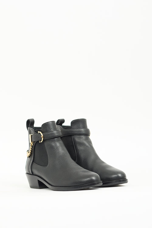 Ferragamo Black Leather Ardisie Chain Boot