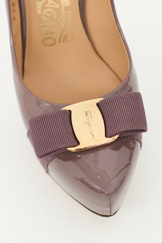 Ferragamo Purple Patent Leather Vara Bow Pump