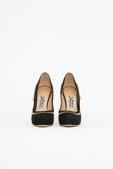Ferragamo Suede Zipper  Pump