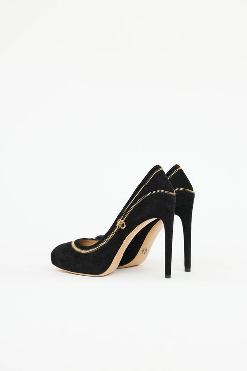 Ferragamo Suede Zipper  Pump