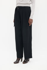 Filippa K Black Belted Wide Leg Trousers