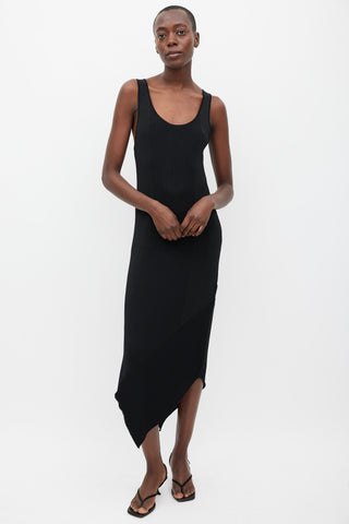 Filippa K Black Ribbed Panelled Knit Dress