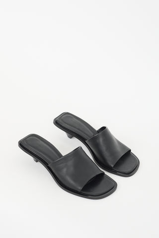 Filippa K Black Leather Naima Mid Heeled Mule