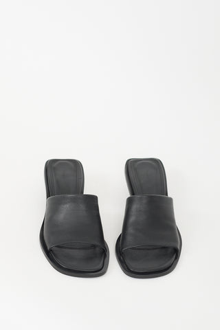 Filippa K Black Leather Naima Mid Heeled Mule