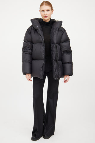 Filippa K Black Asymmetrical Puffer Jacket