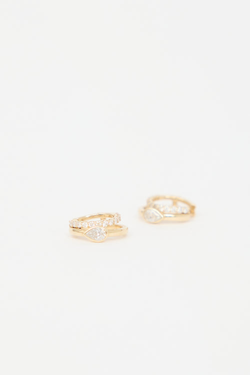 Fine Jewelry 14K Yellow Gold Pear Double Huggies Earrings