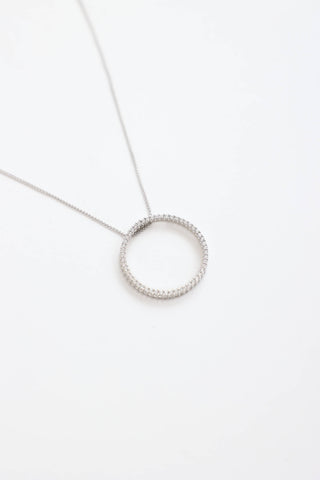 Fine Jewelry18K White Gold Diamond Circle Pendant Necklace