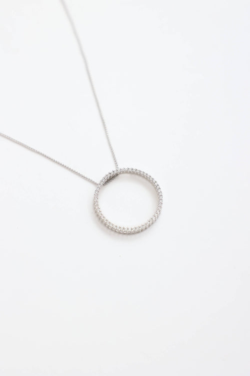Fine Jewelry18K White Gold Diamond Circle Pendant Necklace
