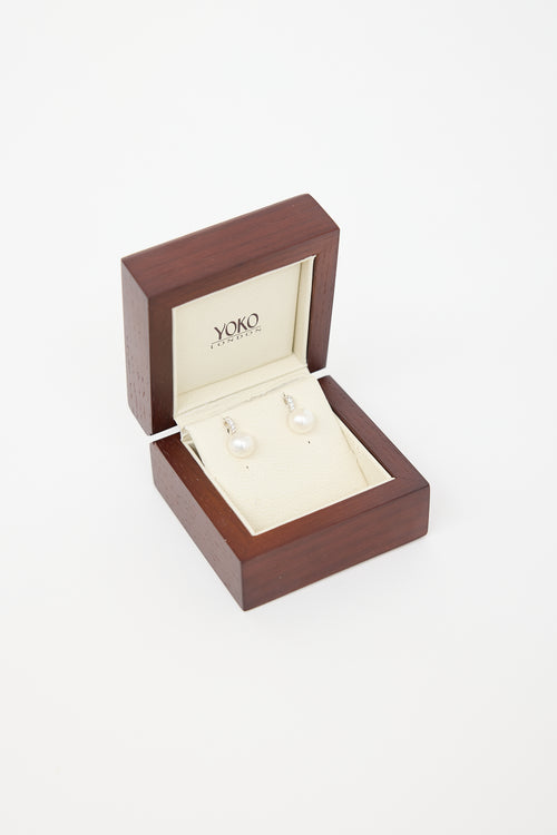 Fine Jewelry 18K White Gold & Pearl Drop Earrings