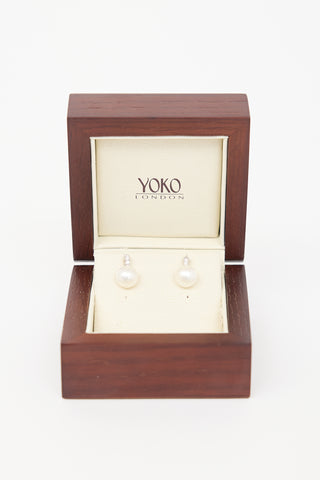 Fine Jewelry 18K White Gold & Pearl Drop Earrings