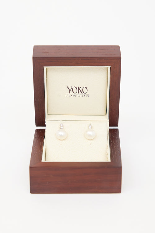 Fine Jewelry 18K White Gold & Pearl Drop Earrings