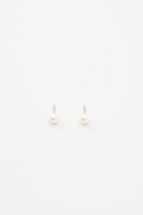 Fine Jewelry 18K White Gold & Pearl Drop Earrings