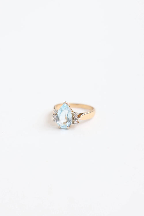 Fine Jewelry 14K Yellow Gold, Diamond & Aquamarine Ring