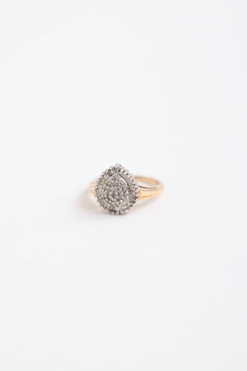 Fine Jewelry 10K Yellow Gold & Diamond Baguette Pave Ring