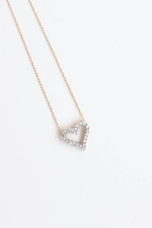 Fine Jewelry 10K Yellow Gold & Diamond Heart Pendant Necklace