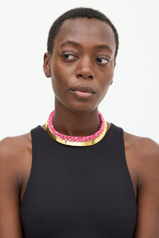 Aurélie Bidermann Gold & Pink Braided Choker