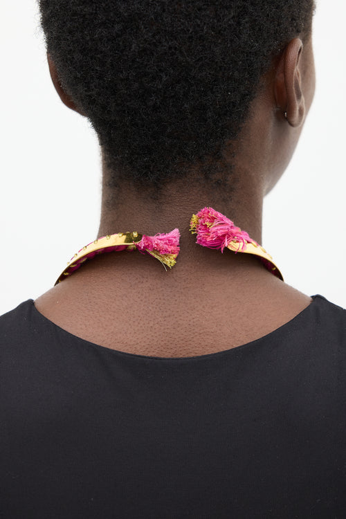 Aurélie Bidermann Gold & Pink Braided Choker