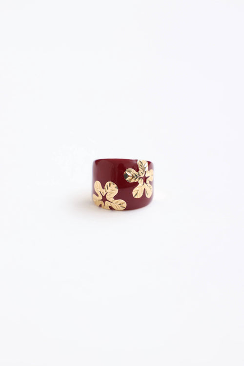 Fine Jewelry 14K Yellow Gold & Enamel Floral Ring