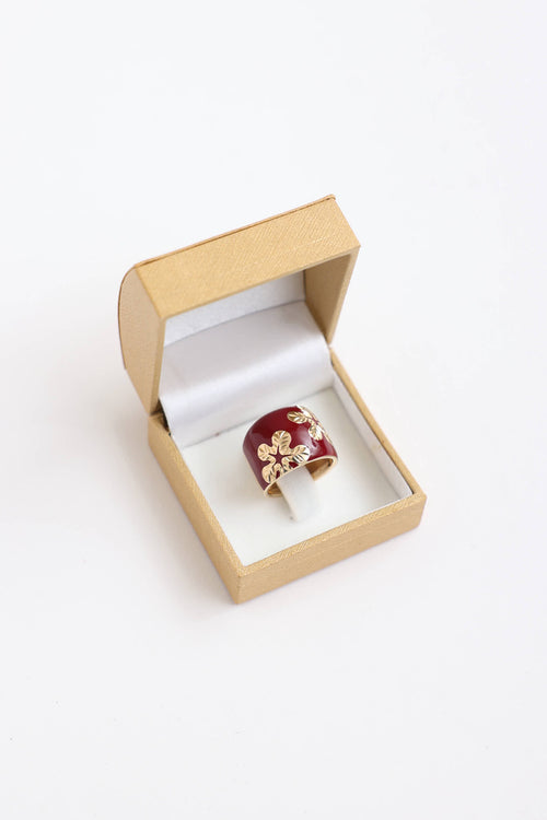 Fine Jewelry 14K Yellow Gold & Enamel Floral Ring
