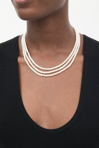 Fine Jewelry White Pearl Triple Strand Necklace